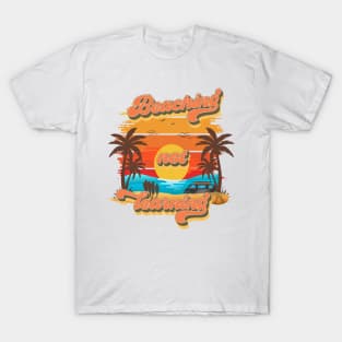 Beaching not learning Retro quote groovy student vacation T-Shirt